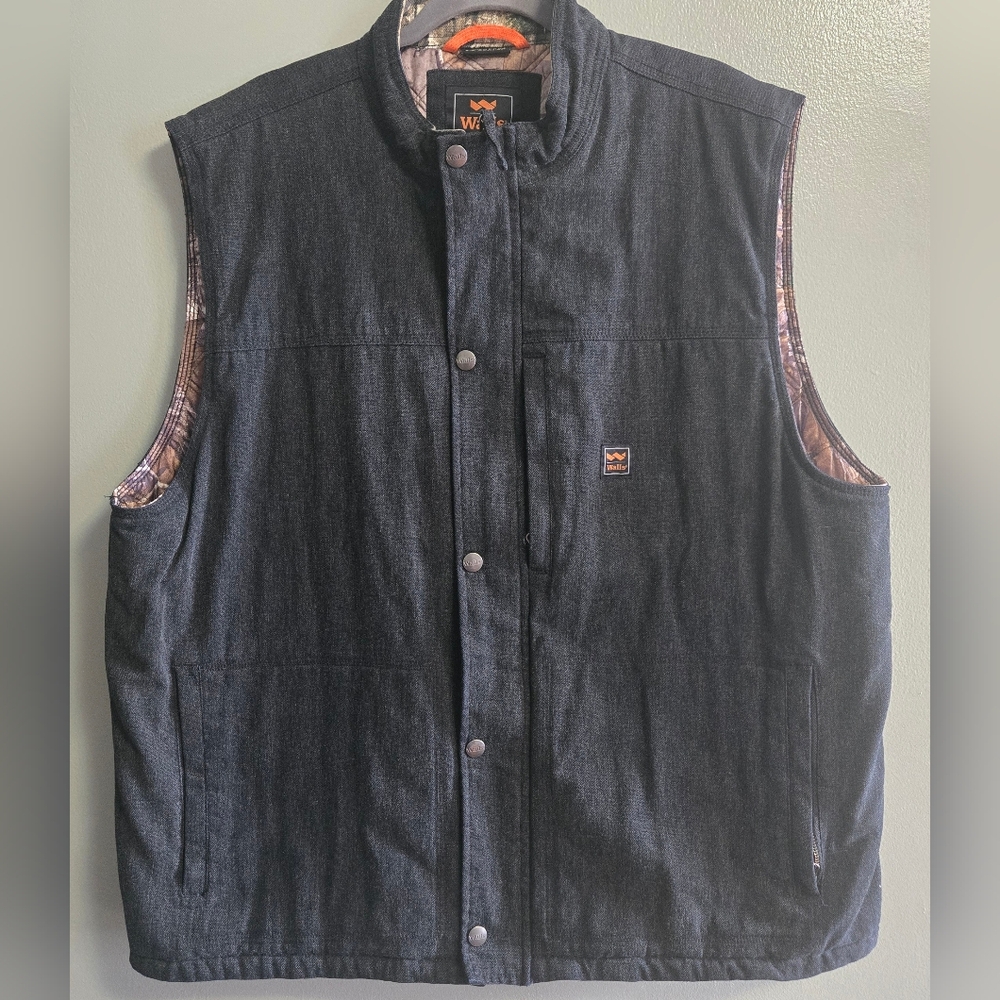 Walls Outdoor Goods Vest Size XXL Denim Quilted Camo Liner